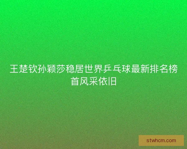 王楚钦孙颖莎稳居世界乒乓球最新排名榜首风采依旧